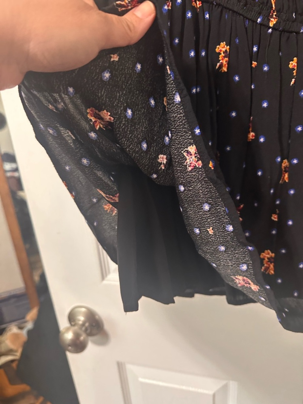 Free people Black Floral Smocked Long-Sleeve Mini Dress - Picture 4 of 6